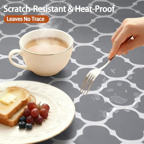 opstellen Fitted Round Tablecloth Weather Proof Table Cloth Heavy Duty Polyester Indoor Outdoor Circle Cover for 36-44" Tables Outside Parties Gear Gifts Spring Summer Fall Picnic Garden Necessities - Thumbnail 5