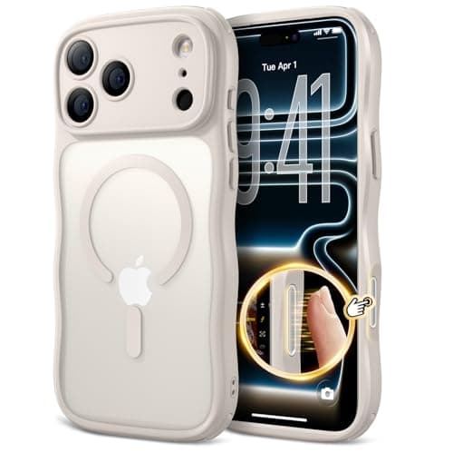 XWZ for iPhone 17 Pro Max Case for Women Girls,【Compatible with MagSafe】,【Camera Control】,【Full Camera Protection】, Cute Wave Magnetic Phone Case for iPhone 17 Pro Max,Stone - Image 1