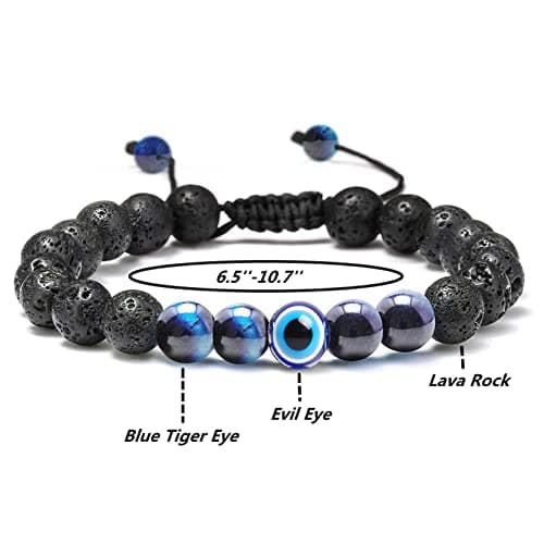 Evil Eye Bracelets for Men Women,Tigers Eye Bracelets for Men,Easter Basket Stuffers,St Patricks Accessories,Graduation Gifts for Her/Him - Thumbnail 5