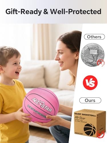 ALLINCOZY Covered Silent Basketball, Fabric Cover Soft Foam Airless Basketball, High Bounce, Noise-Free Training Ball, Gifts Packaging, Safe for Indoor Activities - Thumbnail 4