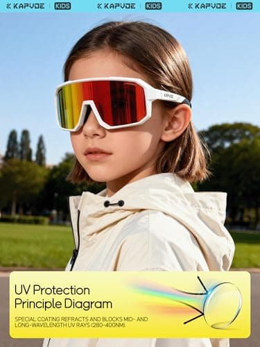 KAPVOE Kids Polarised Baseball Sunglasses Youth Cycling Sunglasses for Boys and Girls UV400 TR90 Frame Tennis Riding Softball Sports 02 - Thumbnail 5