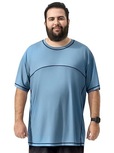 Arcweg Mens Big and Tall Swim Shirt UPF 50+ Sun Protection Rash Gard T-Shirt Quick Dry XL-6XL Sky Blue - Image 1