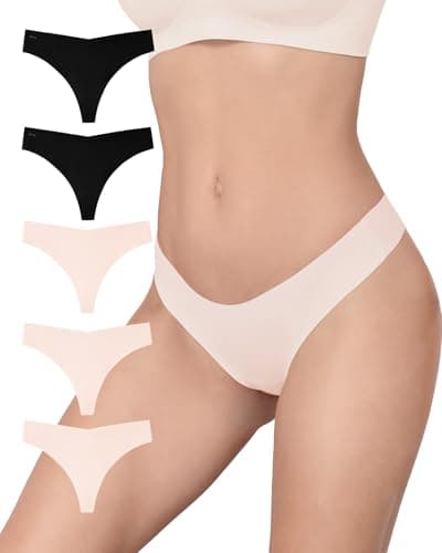 Ubras Seamless Underwear For Women, No Show Hipster Underwear Women Pack, Confortable Stretch Sexy Bikini S-2XL Black + Nude (5 Pack) L - Image 1