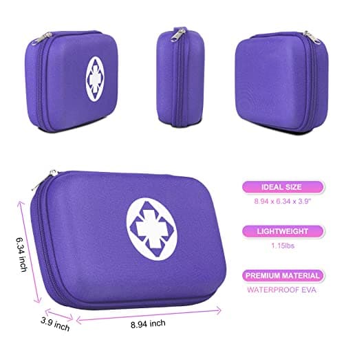 276PCS Compact Small First Aid Kits for Home Businesses Urgent Essential Mini First Aid Kit Travel Size Car Emergency Supplies Kit for Hiking Boating Skating, Purple AMORNING - Thumbnail 3
