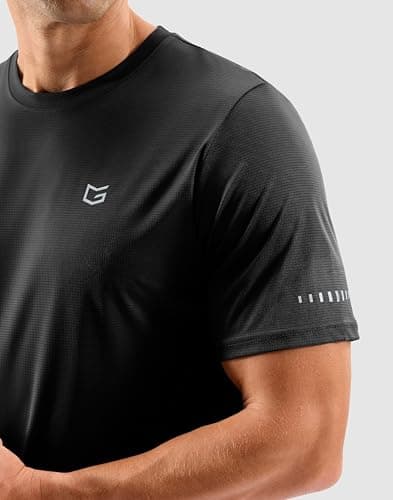Men's Workout Breathable T-Shirts Dry Fit UPF 50+ Sun Shirts Quick Dry Cooling Tee for Athletic, Running, Hiking (Black, 2XL) - Thumbnail 6