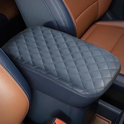 JOYTUTUS Center Console Cover Compatible with Ford Maverick 2022-2025 2026 Leather Armrest Cover Center Console Cushion Maverick Accessories, Dark Blue