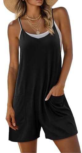 Lepunuo Petite Jumpsuits for Women Stretchy Athletic Rompers Casual Sleeveless Overalls Shorts with Pockets - Image 1