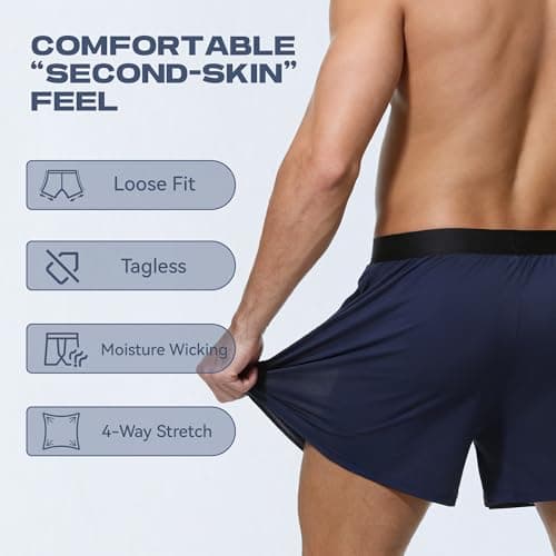 Nullktie Men's Underwear Boxers with Button Fly, Breathable Boxer Shorts for Men 3 Pack, Ultra-Soft Micro Modal - Thumbnail 5