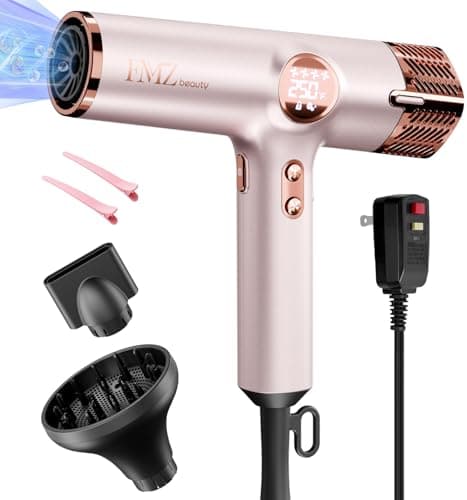 FMZ Professional Ionic Hair Blow Dryer with Smart Display, 1875W High Speed Brushless Motor for Fast Drying, Small Portable Light weight Low Noise, Curly Diffuser Blowdryer for Women Kids Salon Travel - Image 1
