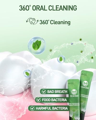 nicedae Travel Size Mouthwash Portable Packets Alcohol-Free & Fluoride-Free Fresh Mint Mouth Wash 30 Individual Wrapped Cruise Essentials - Thumbnail 3