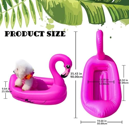 KUCDBUN Dog Pool Float, Funny 6-in-1 Inflatable Dog Floats for Pool, Pet Floatie Raft for Small Dogs, Puppy and Doggies, Pink Flamingo - Thumbnail 6