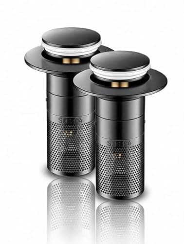 2-Pack Black 304 Stainless Steel Sink Strainer, Pop-Up Click Clack Basin Plug with Anti-Clog Anti-Smell Filter, Tool-Free Installation, Universal Fit for Bathroom Drains - Image 1