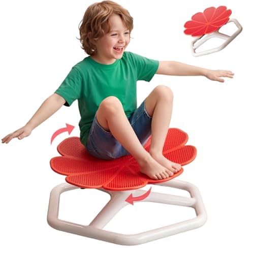 KYZDZQ Spinning Chair for Autistic Kids,Sensory Swivel Chair, 220LBS Weight Capacity, Sensory Toy for ADHD & Autism 3-6 Years Children,Training Body Coordination, Metal Base Non-Slip Design (Red) - Image 1