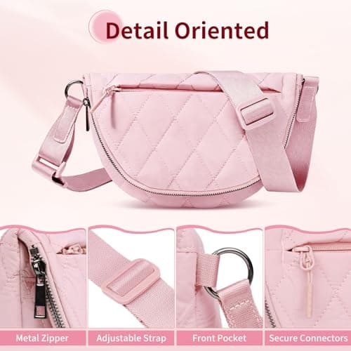 Fashion Puffy Crescent Moon Bag For Women & Men - Medium Nylon Shoulder Bag With Adjustable Strap, Lightweight & Foldable Design (B-Black) - Thumbnail 6