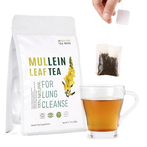 HUAYING Mullein Leaf Tea Bags, 30 Teabags, 3g/Bag For Lungs, Caffeine Free, Non-GMO (3.17 oz/90g) - Image 1