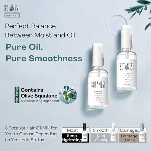 Botanist Natural Hair Oil for Frizzy Hair, Organic Hair Oil for Women, HAIR OIL Spray for Men with Jojoba Oil, Protein, Organics Extract & Squalane, Hair Scalp Oil from Japan 2.7 Fl Oz Pear & Jasmine - Thumbnail 2