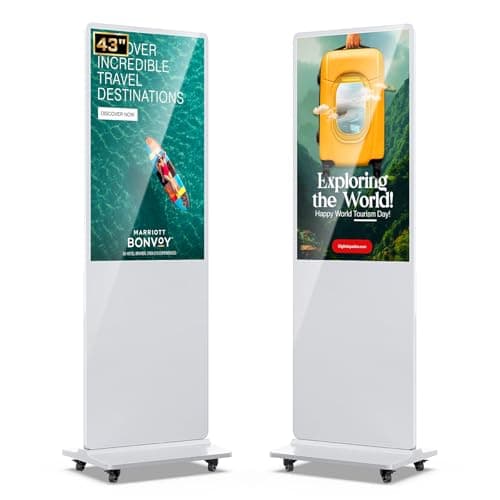 QIXZOCV MWE 43 Inch Digital Signage Advertising Display Kiosk LCD Screen Indoor Floor Standing Commercial Totem Android System Vertical Poster with Auto Media Player-White - Image 1