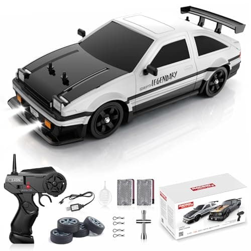 Remote Control Car RC Drift Car 1:16 Scale 4WD 18KM/H High Speed Model Vehicle 2.4GHz with LED Lights Spray Rubber Tire Racing Sport Toy for Adults Boys Girls Kids Gift 2Pcs Rechargeable Batteries - Image 1