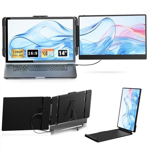LAWGLLAABT Laptop Screen Extender - 14" FHD 1080P IPS Laptop Monitor Extender with USB-C Port, Portable Dual Extended Monitor for 13-17" Laptops, Compatible with Windows/Mac/Android/Chrome/Dex - Image 1