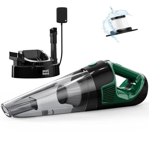Minthouz Handheld Vacuum Cordless, Strong Suction Car Vacuum Cleaner with LED Light, Long Runtime Hand Vacuum Cordless Rechargeable, Hand Held Vac with Charging Base for Home/Car/Pet/Office - Image 1