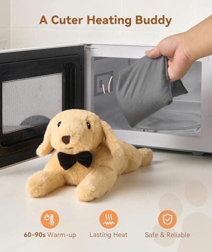 Dreamegg Microwavable & Weighted Stuffed Animal, Unscented Microwave Heating Pad for Period Cramps, 1.4 Lbs Puppy, Washable Cover, Realistic Hug, Cute Heatable Plushies, Gifts for Mother’s Day, Kids - Thumbnail 3