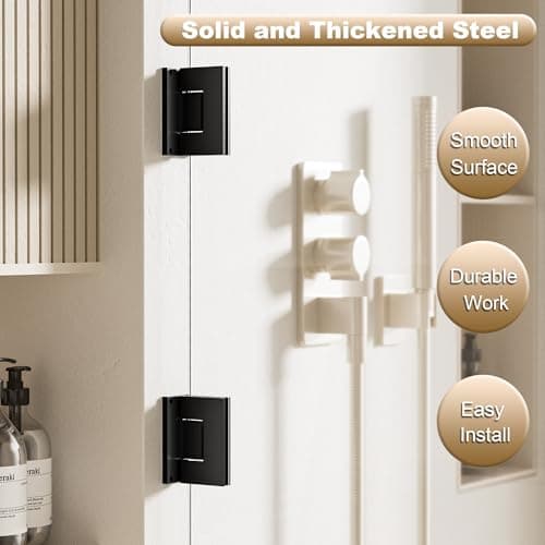 Alise Glass Shower Door Hinges, 90 Degree Hinges for Bathroom Doors,Heavy Duty Stainless Steel Cabinet Hinge Wall to Glass,Frameless Shower Doors Hardware Replacement Part,Black (1P) - Thumbnail 5
