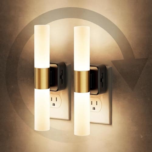 JandCase LED Night Light, 2 Pack Night Lights Plug into Wall, 3000K Soft White, 0-100LM Adjustable Brightness, 180° Rotating Plug in Night Light with Auto Light Sensor for Bedroom Bathroom Hallway - Image 1