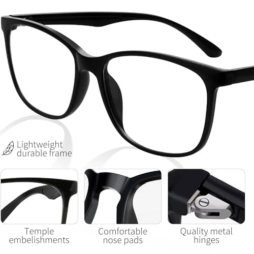 BOSSWIN Blue Light Blocking Glasses Square Fashion Computer/Gaming/TV/Phone-Blue Light Filtering for Men and Women - Thumbnail 4