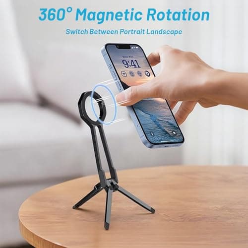 EGBULL Magnetic Phone Tripod, Foldable Portable Spring Clip Stand, Compatible with iPhone 12–17 Series & All Smartphones, Aluminum Alloy Stand for Live Streaming, Outdoor Use, 12N Strong Magnetic HOL - Thumbnail 6