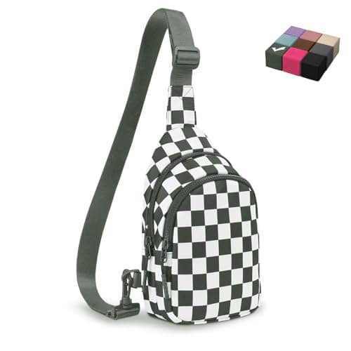 Checkered Women's Sling Bag - Stylish Small Backpack Crossbody Chest Bag & Fanny Pack Purse - Image 1