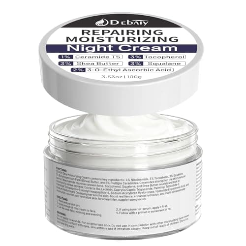 DEBAIY Night Cream Moisturizer Face with 3% Tocopherol, 3% Shea Butter, 2% Vitamin C, 1% Ceramides Boosts Skin Barrier for All Skin Types (3.53oz/100g) - Image 1