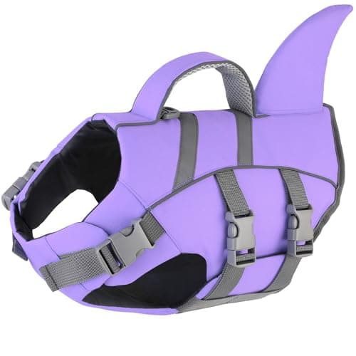 Dogcheer Dog Harness-Style Life Jacket Shark, Reflective Dog Life Vest for Swimming Boating, Puppy Swim Vest, Pet Floating Device for Small Medium Large Dogs - Taro Purple,XS - Image 1