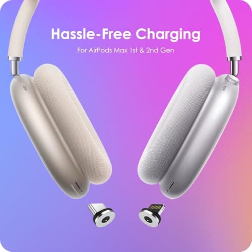 Headphone Charging Station for AirPods Max 2024 & 2020 - Magnetic Headset Charger Dock with Dual Lightning & Type-C Connectors (Space Gray) - Thumbnail 2