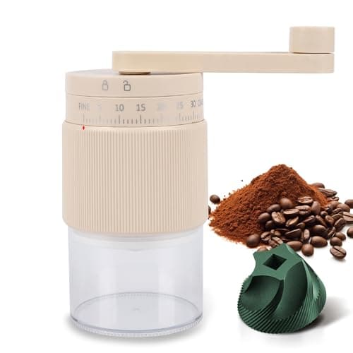 Manual Coffee Grinder, Adjustable Ceramic Burr Coffee Grinder with Detachable Handle, Portable Coffee Mill for Espresso, Pour Over, French Press, Camping-F