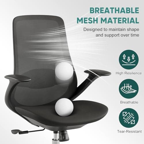 Ergonomic Mesh Office Chair, 330LBS Executive Desk Chair with Lumbar Support, 2D Armrests, Comfy Swivel Computer Task Chairs for Long Hours (Black) - Thumbnail 3