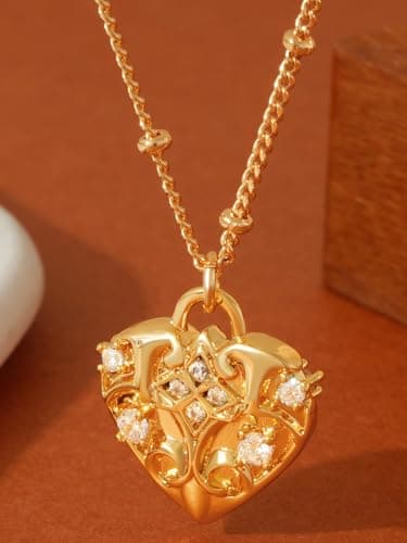 Valloey Rover Heart Necklace for Women 14K Gold Plated Pendant Neckalce Simple Dainty Satellite Chain Necklace Jewelry Gift for Women (Heart E) - Thumbnail 5