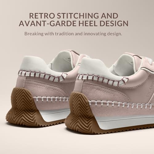 Vilanva Women's Pink Fashion Sneakers Casual Tennis Shoes with Non-Slip Retro Gum Sole Ladies Walking Trendy Footwear Size 6 - Thumbnail 5