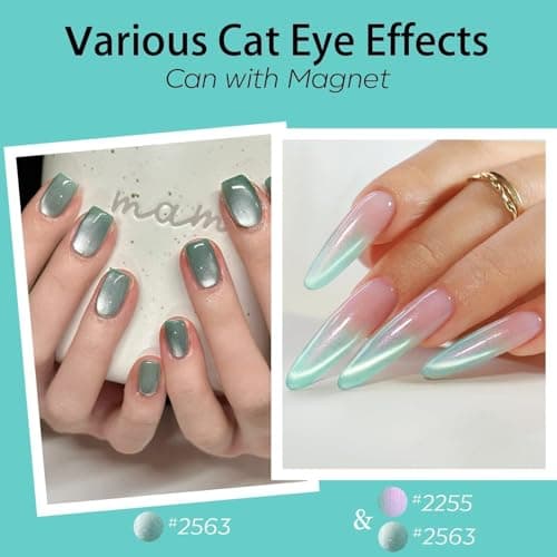modelones Gel Nail Polish, 6 Colors Hema Free 9D Green Glass Cat Eye Sliver Green Glitter 2026 St Patricks Spring Nail Polish Kit with Magnet Soak Off LED Winter Cateye Nail Art Gel DIY Salon - Thumbnail 3