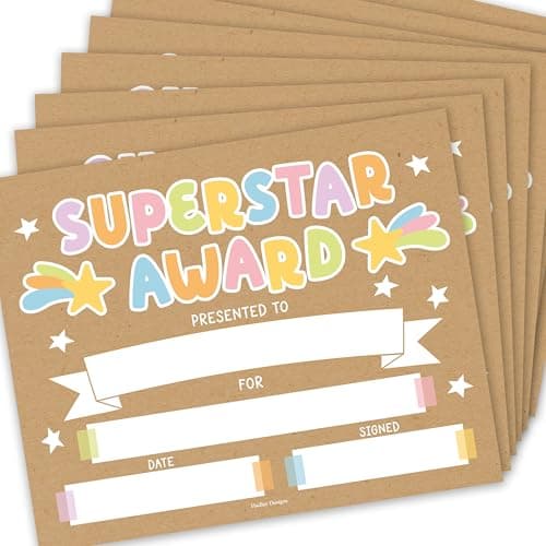 Classroom Award Certificates for Students -25 Certificate of Achievement Awards, Superstar Certificate Paper, Preschool Graduation Certificates for Kids, Kindergarten Star Student Award Honor Roll - Image 1