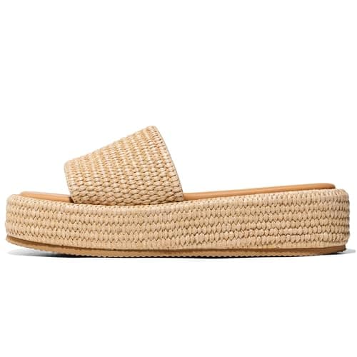 Erocalli Wedge Sandals for Women Espadrilles Platform Sandals Brown Summer Beach Sandals Raffia Sandals Comfortable Open Toe Dressy Sandal Size 10 - Image 1