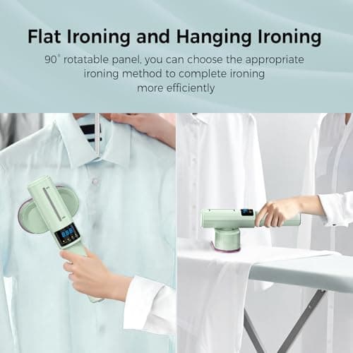 Portable Travel Steamer for Clothes, Fast Wrinkle Remover Garment Steamer for Home & Travel, 2-in-1 Iron & Steam with 90°Rotatable Head, Handheld Iron Steamer with LCD Temperature Display - Thumbnail 5