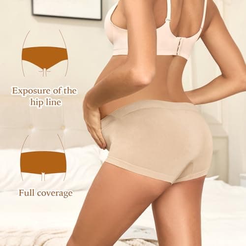 Y25D Maternity Underwear Cotton Blend Seamless Pregnancy Panties Under The Bump Postpartum Boyshort Underwear 3-Packs - Thumbnail 5