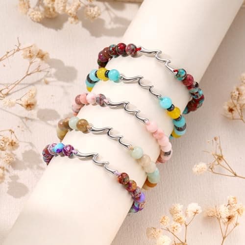 Sistble Valentines Day Gifts for Grandma, Grandma Birthday Gifts from Granddaughter Grandson Retirement Gift for Women Jasper Beaded Bracelets Handmade Braided Jewelry for Grandmother - Thumbnail 5