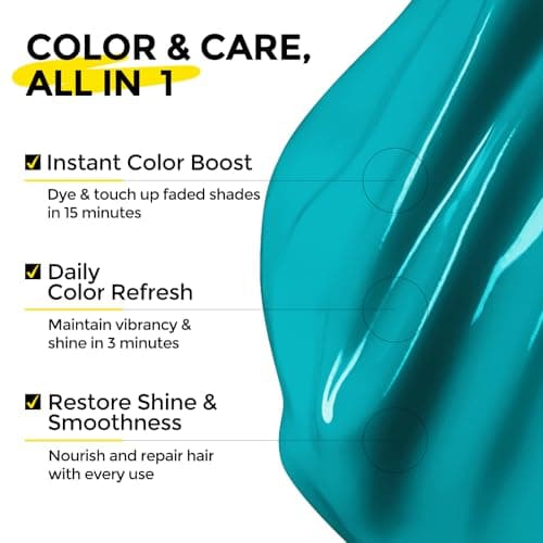 COLORLOMO Semi Permanent Hair Color - 6 oz Color Depositing Conditioner with Shea Butter & Almond Oil- Color Conditioner Depositing Hair Mask - Vegan, Paraben, Ammonia & Sulfate Free -Teal - Thumbnail 2