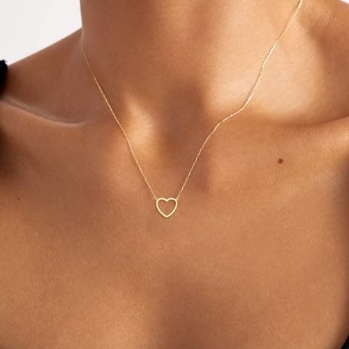 BAYLAY Heart Necklace for Women Girls, 18K Gold Plated Small Heart Necklace Gold Necklace for Women Trendy Teen Girl Gifts Trendy Stuff Gold Jewelry Christmas Valentines Gifts for Her Women Girls - Thumbnail 3