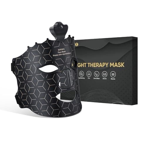 EVFOFO Red Light Therapy for Face, Light Therapy Mask for Firming, Wrinkles & Acne, Wireless Red & 850nm Infrared Light Silicone Mask, 7-Color LED Face Mask Portable for Use at Home & Travel, Black - Image 1