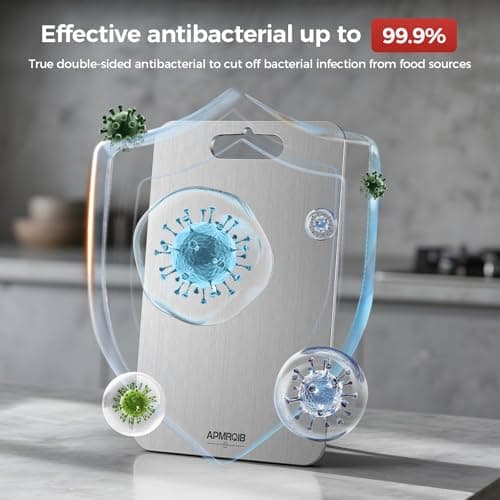 APMRQIB Titanium Cutting Board, 100% Pure Titanium Cutting Boards for Kitchen, Double Sided Non Toxic Cutting Board, Hygiene Durable Dishwasher Safe 10.5”×6.3” - Thumbnail 4