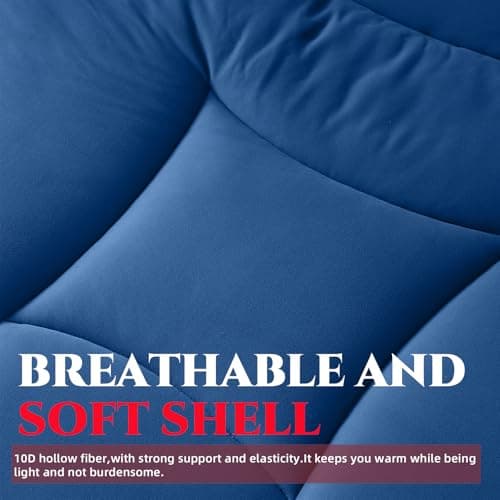 Yuncojin Down Alternative Comforter Twin Size,Soft Fluffy Duvet Insert for All Seasons,Lightweight Winter Bed Quilt,Skin Friendly,Navy Blue,68"x90" - Thumbnail 3