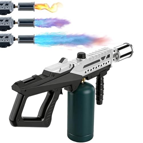Powerful Propane Torch Gun, Adjustable Flame Thrower Gun, Kitchen Torch Culinary Torch Sous Vide, Weed Burner Torch, Charcoal Lighter, Gifts for Menr(Tank Not Included) (Silver) - Image 1