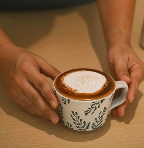 JINNTHE Handmade Ceramic Coffee Mug with Handle for Tea Latte,12 oz. Microwave Dishwasher Cup, Art Gifts Green Plant Leaf Mug, Cup for Coffee, Tea & Hot Chocolate, Cypress Leaves - Thumbnail 6